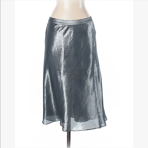 Banana Republic Dresses & Skirts - Banana Republic • Silver Metallic Silk Skirt 6 NWT